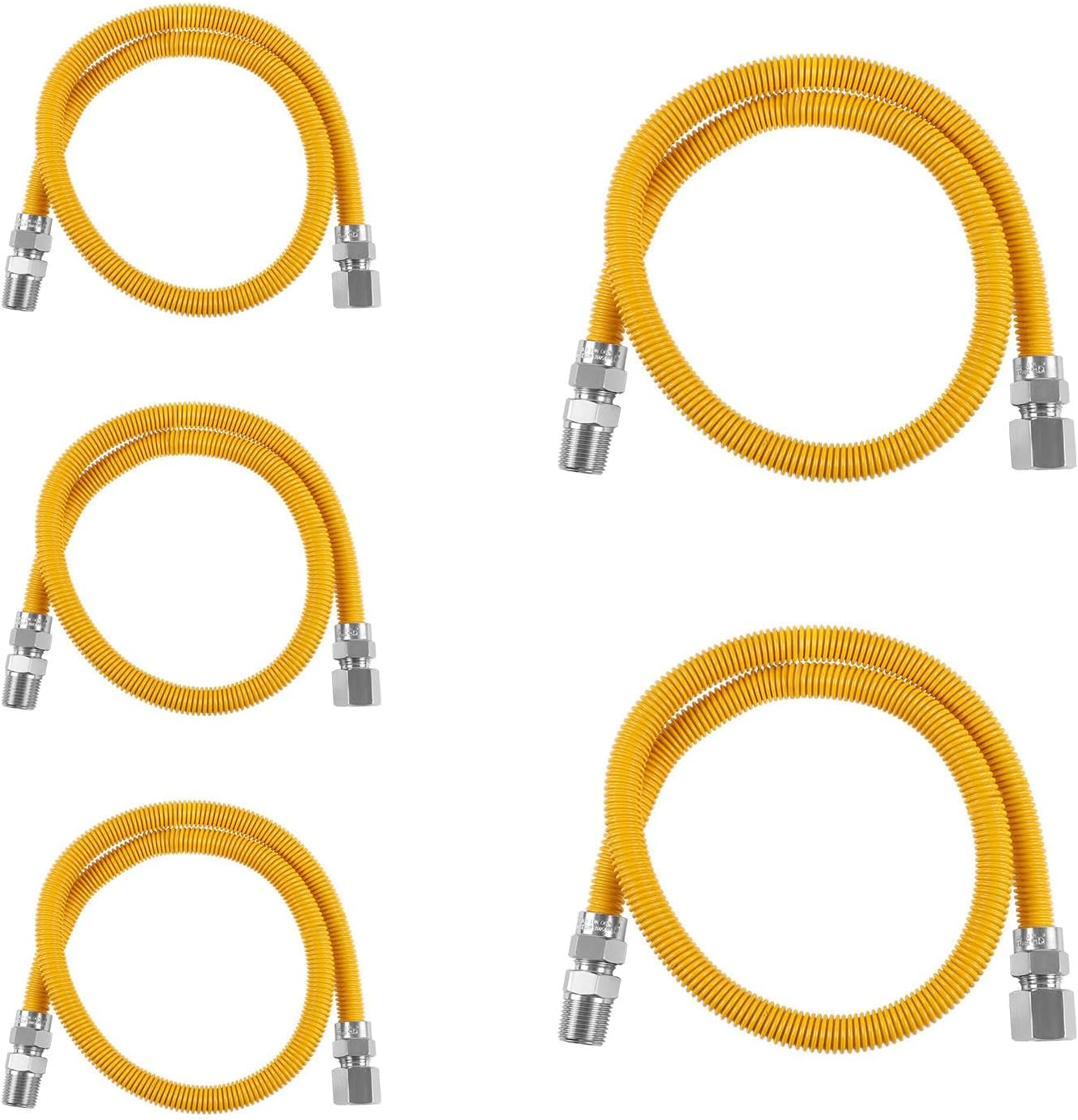 Efield 48-Inch Flexible Gas Line Connector, 1/2" MIP x 1/2" FIP Brass Adapter, Stainless Steel Gas Hose, Yellow,(HOSE075)