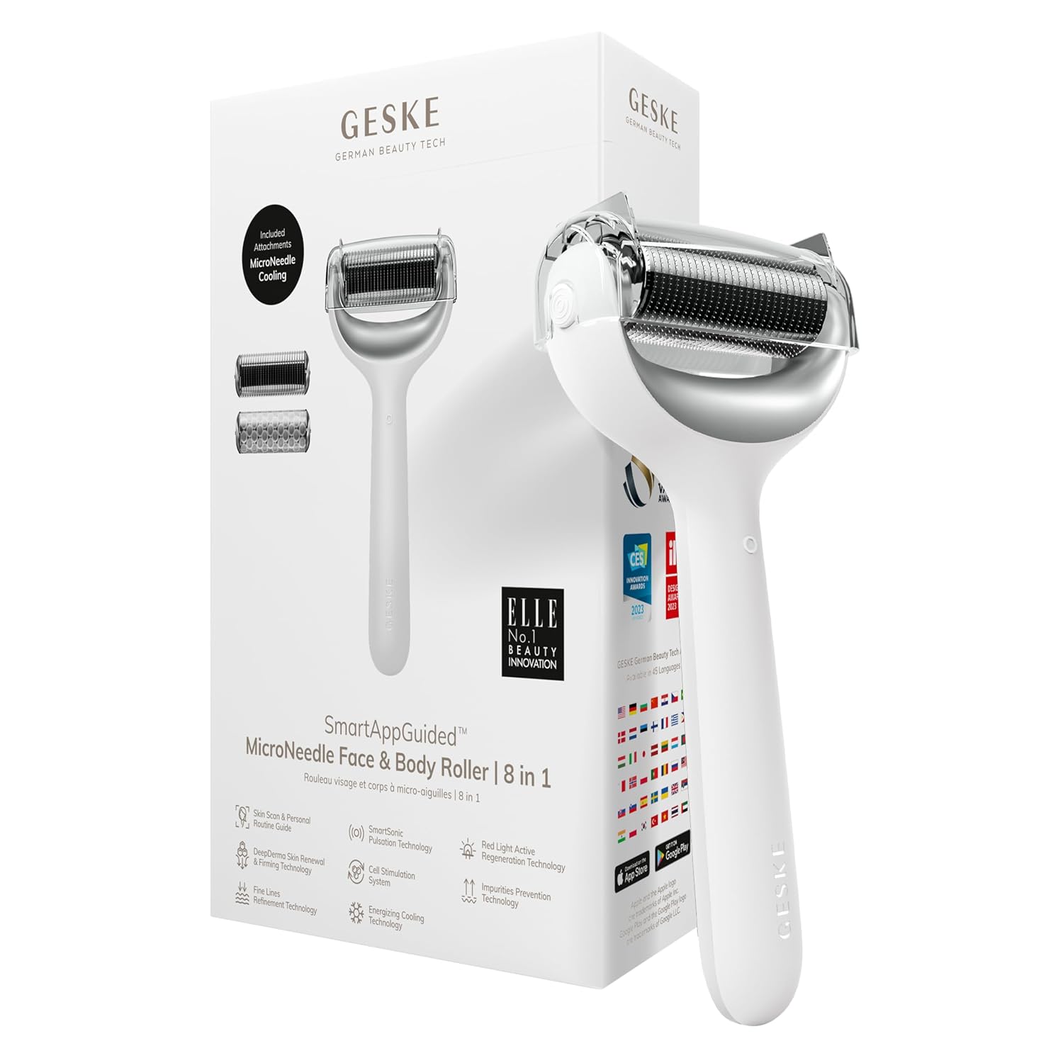 GESKE MicroNeedle Face & Body Roller 8-in-1 Derma Roller