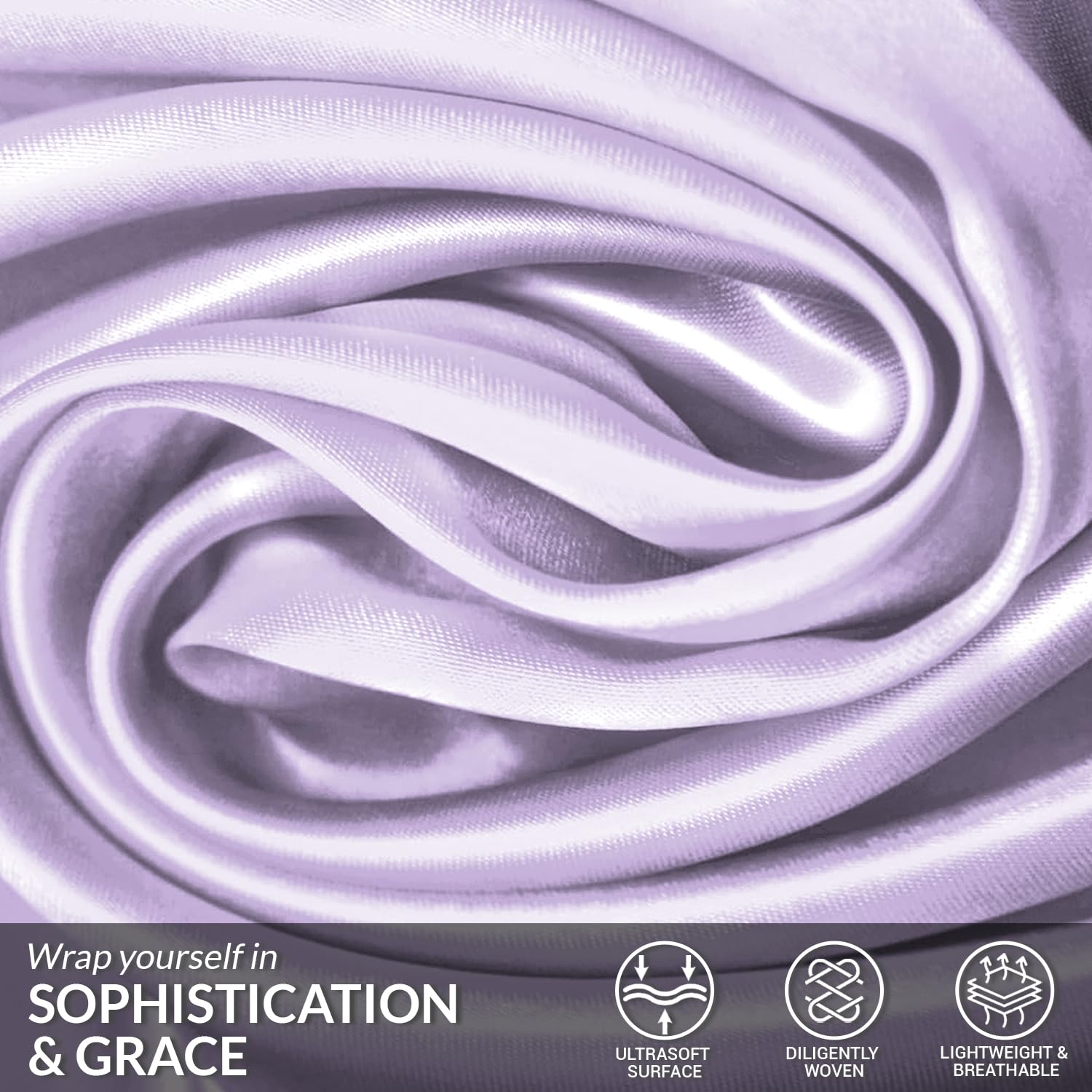 Pamposh Satin Silk Pillowcases For Hair And Skin 4 Pack Standard Size with Envelope Closure (4 Pcs Pillowcases (50 x 75 cm), Purple) - Image 4