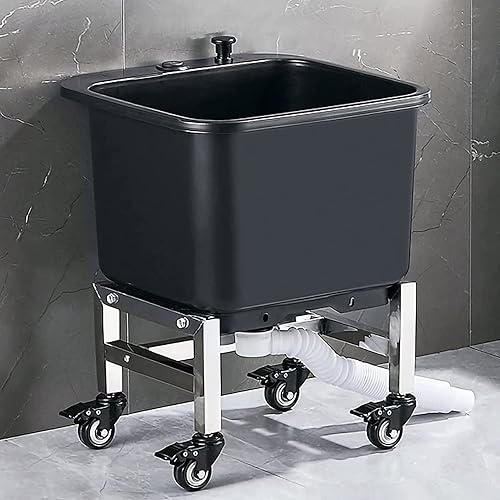 Fregadero de fregona de suelo con rodillo, lavabo de servicio de fregona comercial, fregaderos de cocina de un solo cuenco, grandes tinas de