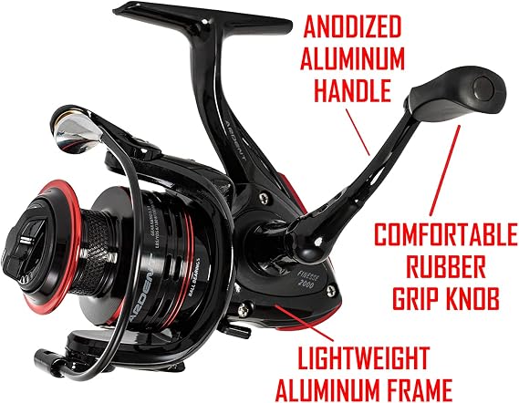 Ardent Finesse 2000 Spinning Fishing Reel and Rod Combo / 6.0:1 Fast Gear Ratio / 4+1 Ball Bearing Design / 2 Piece Lightweight Graphite Rod/Stainless Steel Line Guides/Multi-Stack Drag System