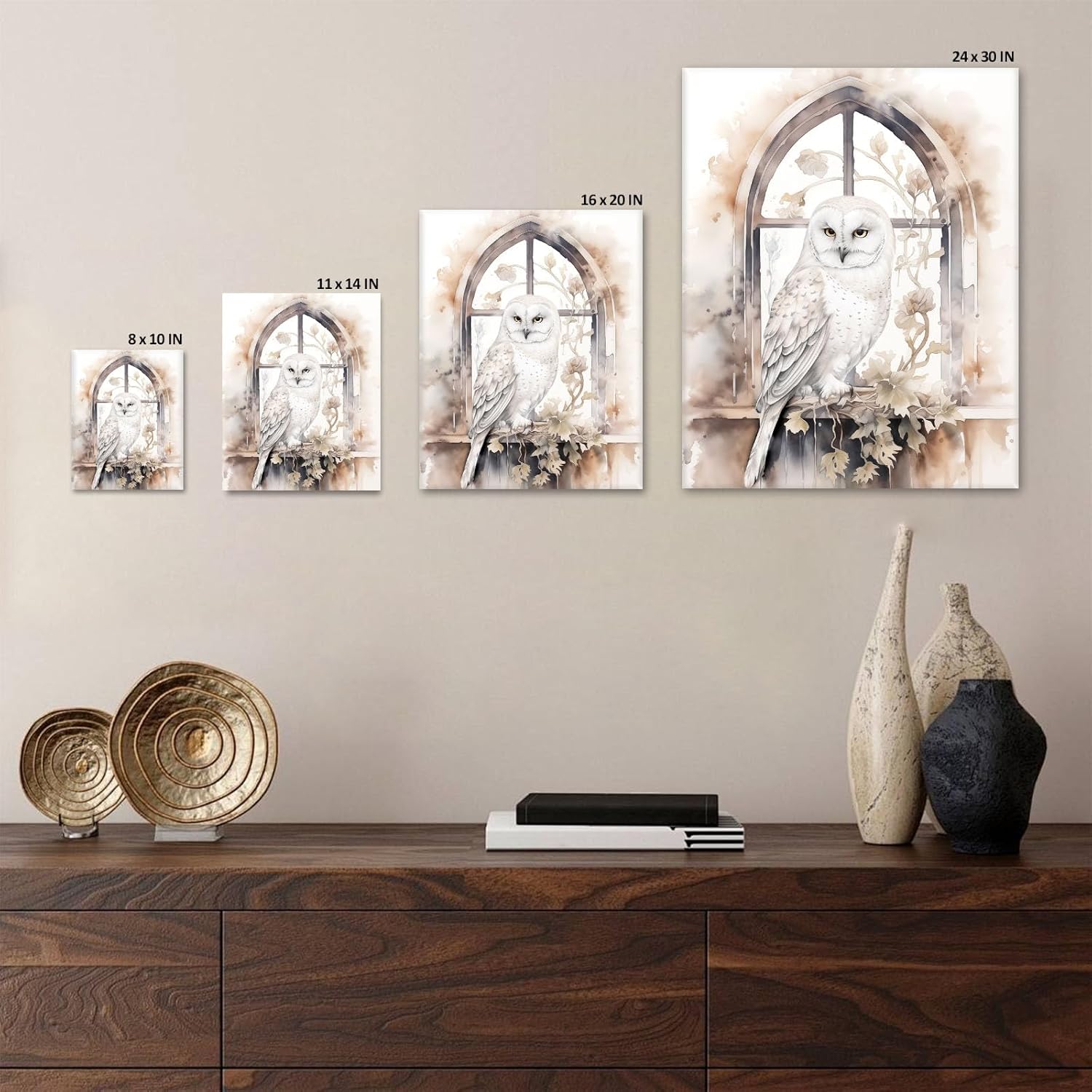 B.B.F MAKE Hedwig Snowy Owl Framed Canvas Wall Art, Harry’s Loyal Companion Owl Portrait, Magical Creature Decor for Hogwarts Fans, Magical World Enthusiast, Vintage Witch Wizard Home Decor 8x10inch