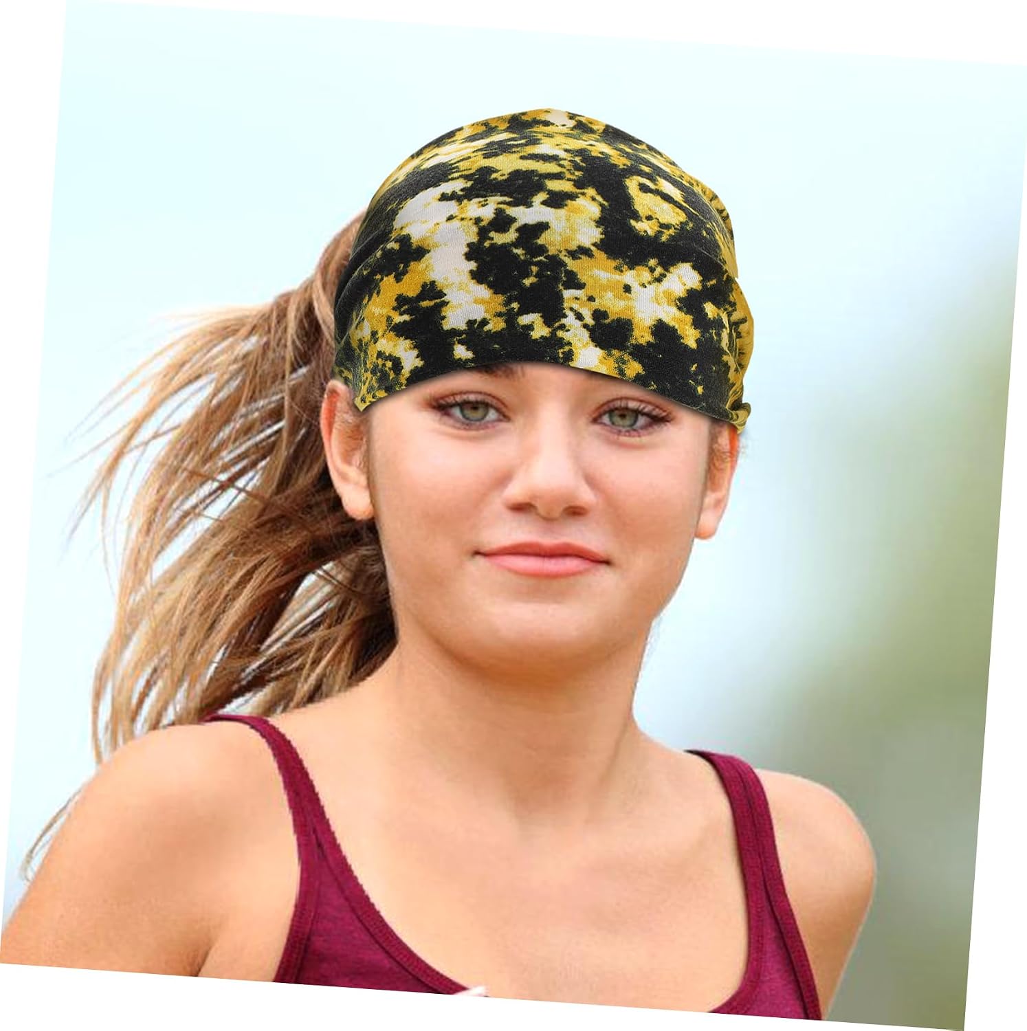 KOMBIUDA 2pcs Tie Dye Elastic Headbands Non-Slip Hair Wraps for Sports Yoga Comfortable Workout Hairbands for Men Women Stylish Absorbent Fitness Accessories image 5