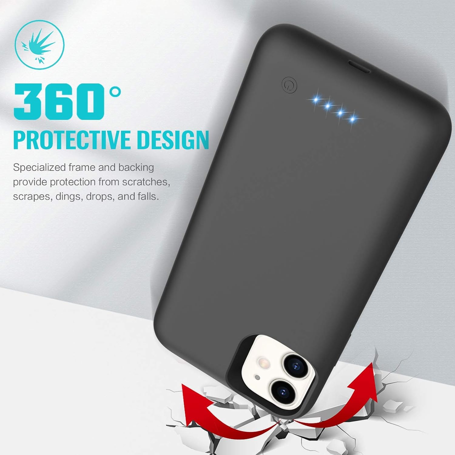 Feob Battery Case for iPhone 12mini [5.4 inch], 5800mAh Portable Charging Case Extended Battery Pack for iPhone 12mini -Black
