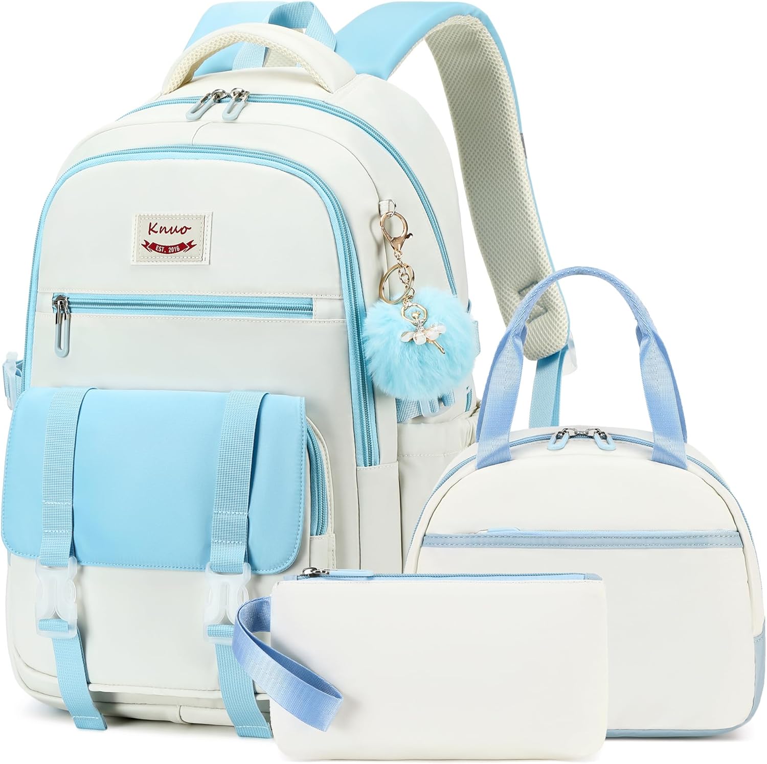 Backpacks for Girls,Laptop Bags for Women Men,3pcs Backpack with Lunch Bag Pencil Pouch Case for Teens Girl Kids Bookbag Elementary Middle School College Back Packs Student Daypack Black Set