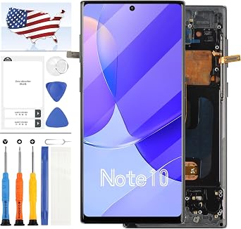 OLED for Samsung Galaxy Note 10 Screen Replacement for Galaxy Note10 LCD Display Touch Screen for SM-N970F SM-N970U SM-N9700 Digitizer Assembly Replacement Repair Parts Black with Frame