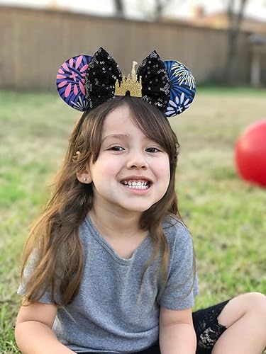 Miniatura 4 de WOVOWOVO Diademas de orejas de ratón para mujeres y niñas, con lazo brillante, para Navidad, Año Nuevo, cosplay, disfraz de princesa, decoración de