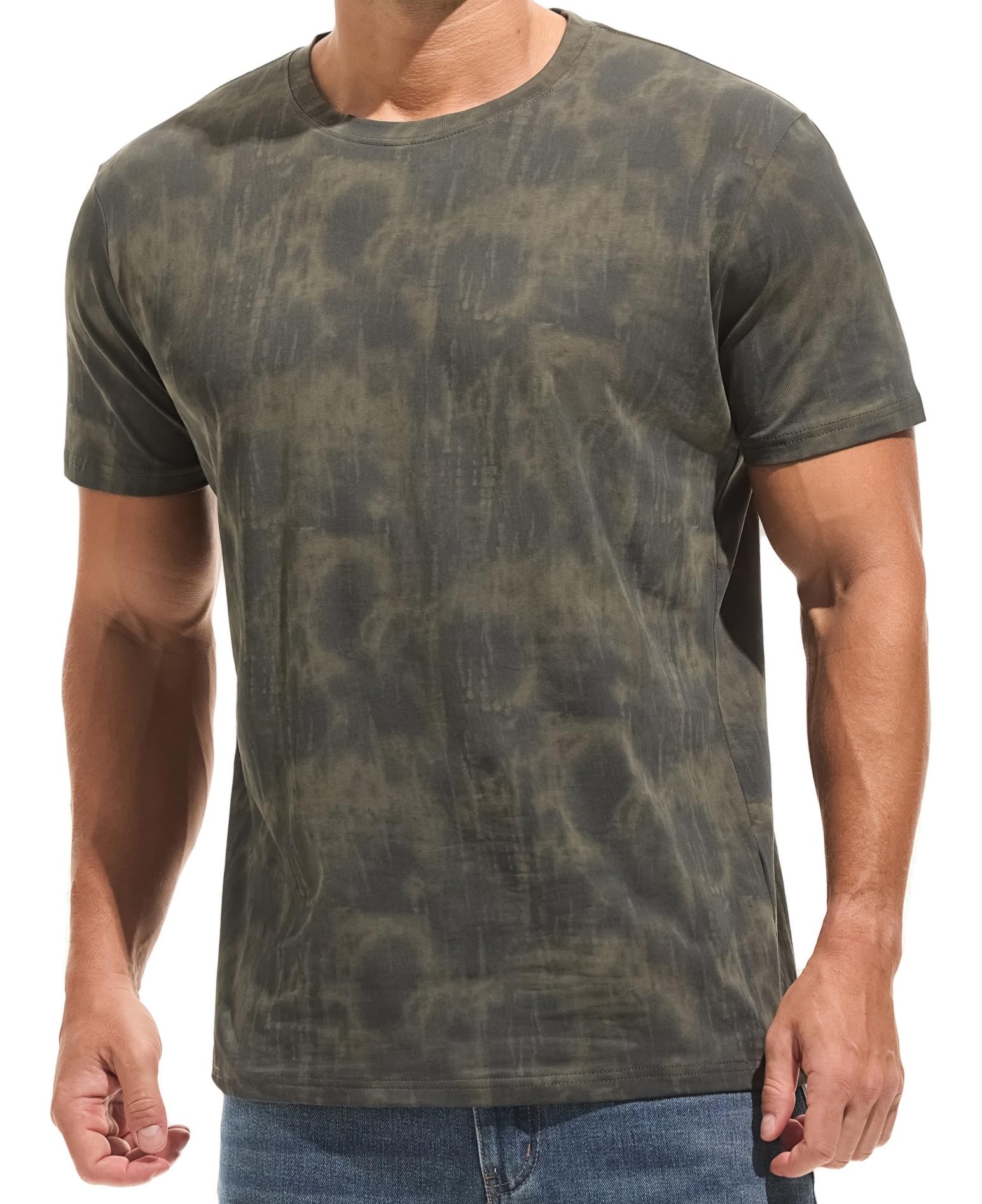 YINGDA Herren Druck-T-Shirt | Vorverzogene Knittern T-Shirts mit mittlerer Elastizität