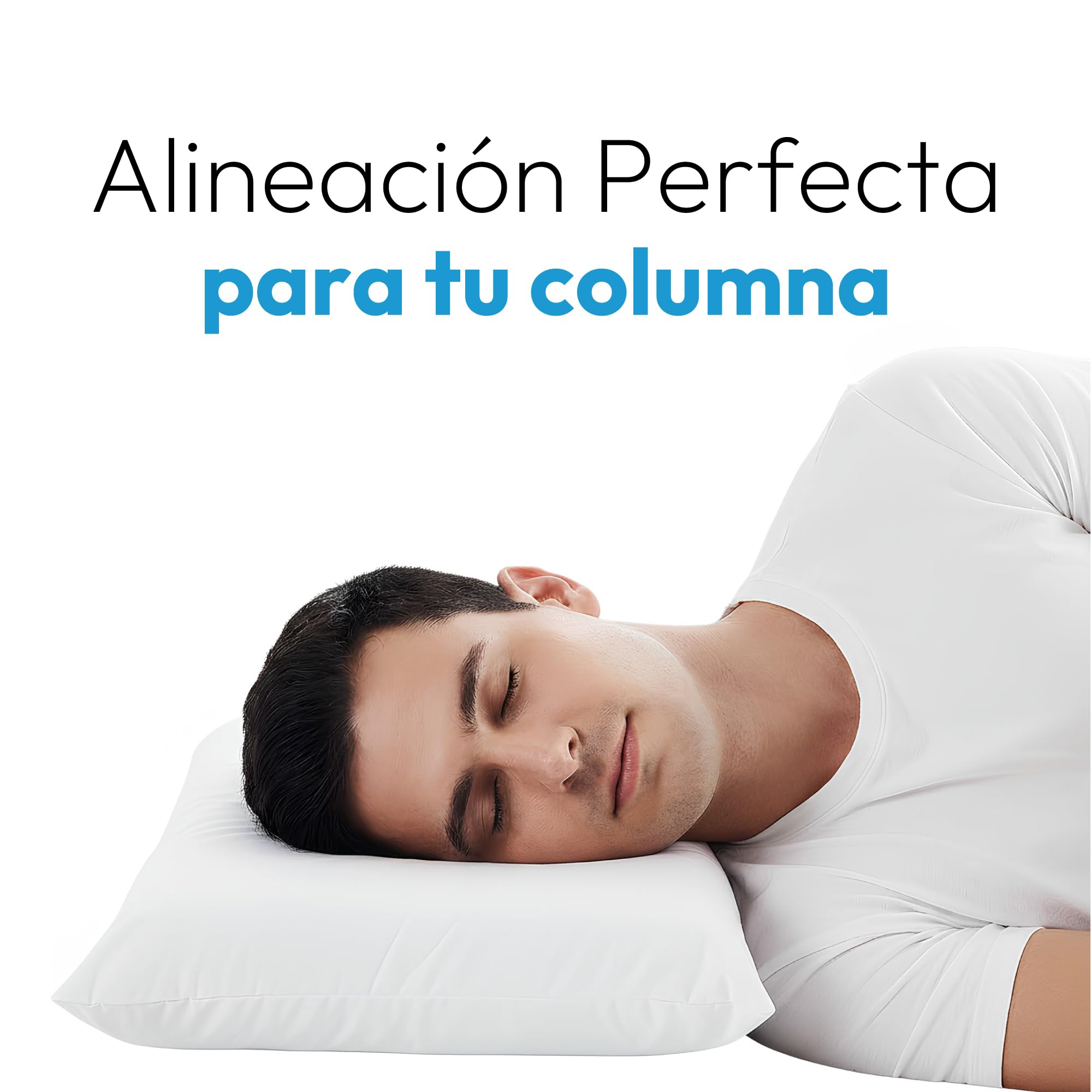 Almohada Viscoelastica 70 Pack 2, Almohada Cervical y Almohadas Cervicales para Dormir, Almohada Antironquidos para Cervicales y Cuello, Pillow Ergonómica con Carbón Activo Fabricada en España