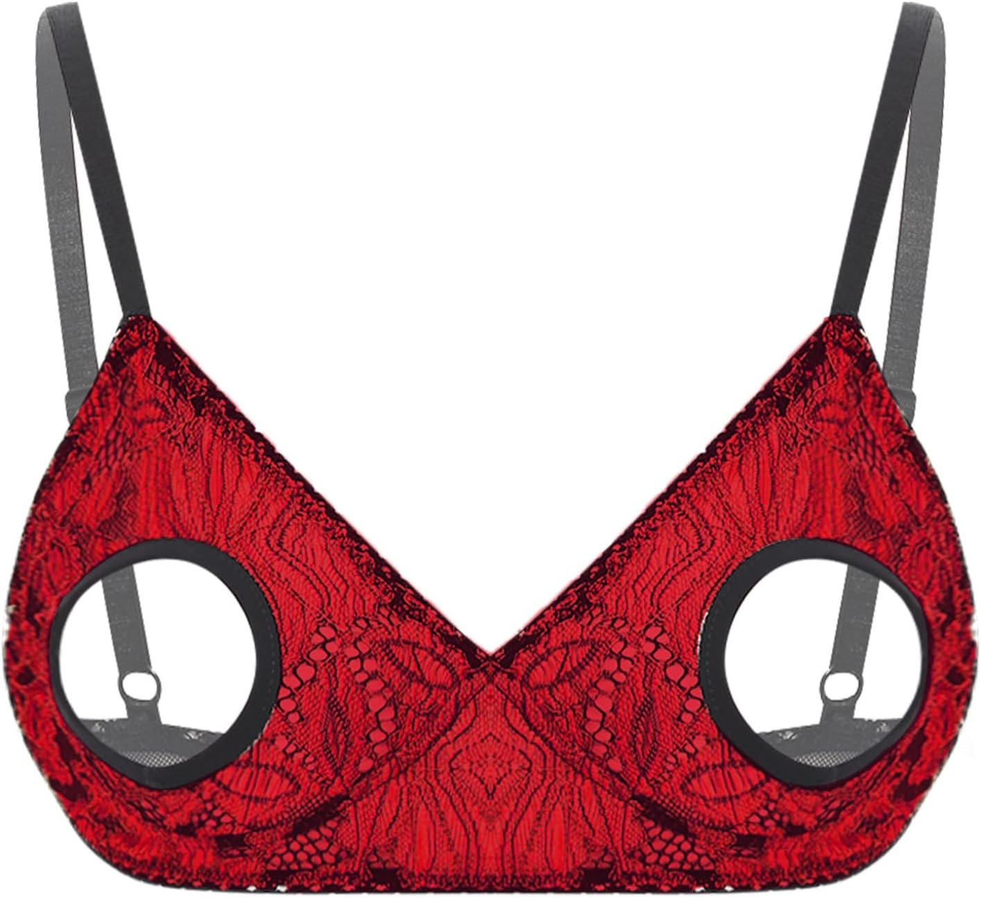 Women's Lingerie Sexy Lace Cutout Wireless Bra Tops Nipples Hollow Out Brassiere Bralette