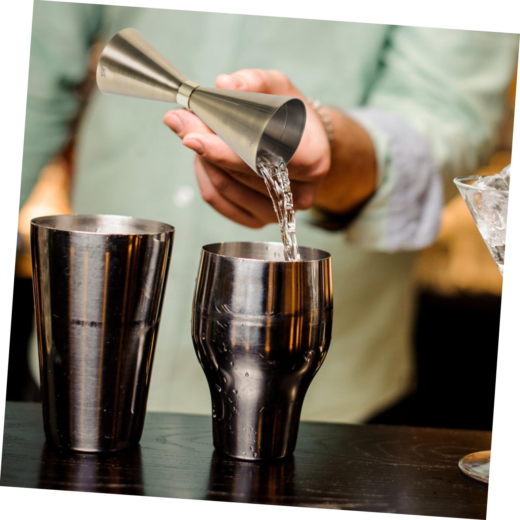 MAGICLULU 2pièces Tasse à Mesurer Acier Inoxydable pour Cocktails Jigger Bar Multifonctionnel Accessoire De Mixologie Et Réutilisable