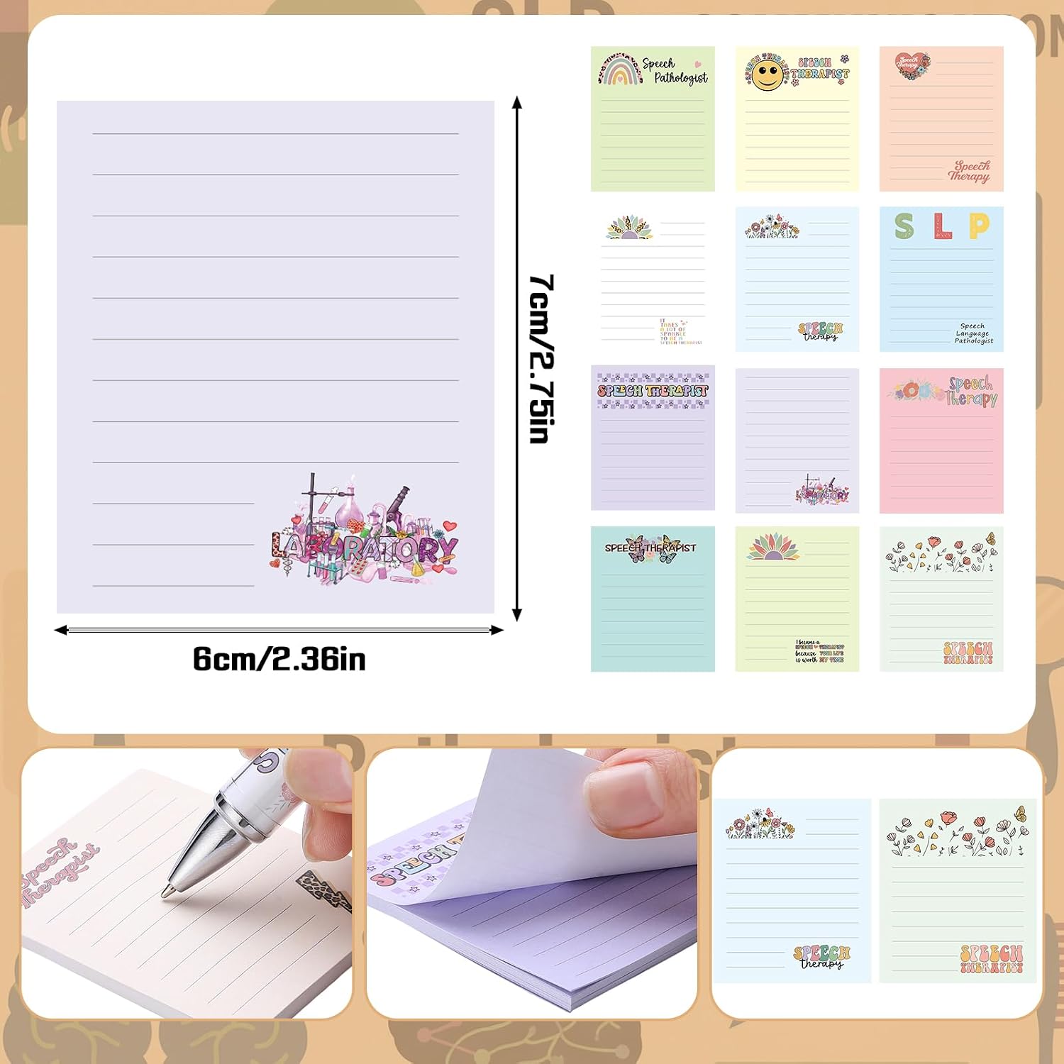 Resurhang 24 Pcs Speech Language Pathologist Gifts with Notepads with Pens SLP Sticky Notes Funny Ballpoint Pens Bulk Speech Therapy Gifts for SLP Appreciation Essentials for Therapist Birthday
