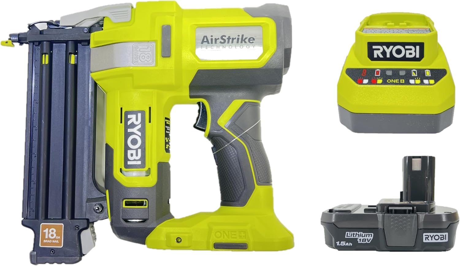 RYOBI 18V Brad Nailer Kit with Adjustable Air Pressure Tool-Free Jam  Release Depth of Drive Adjustment