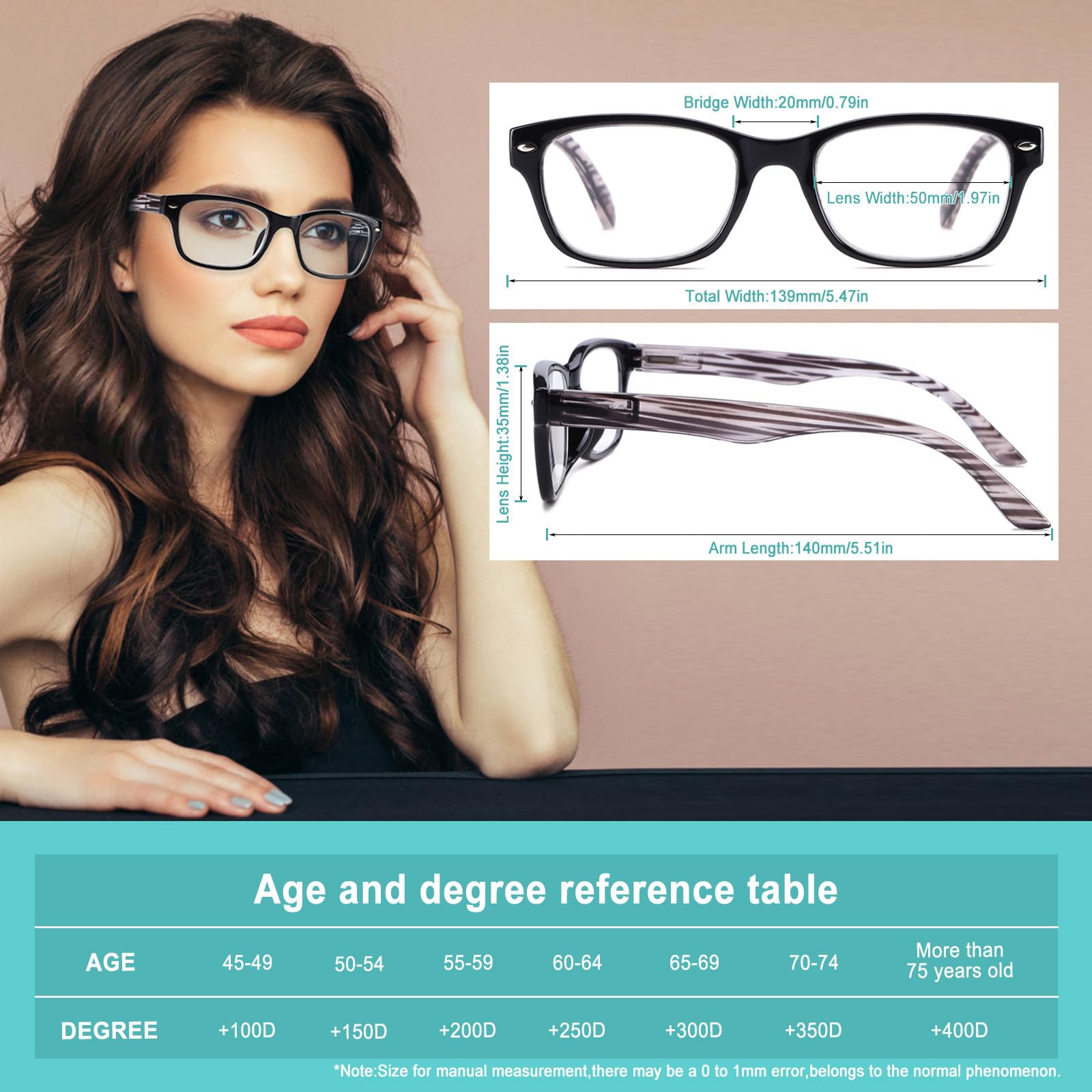 BLOEXCLU 6 Pack Reading Glasses for Women Men Blue Light Blocking Spring Hinge Computer Readers, Anti Eyestrain/Glare (6 Mixed C1, 2.5, Diopters)