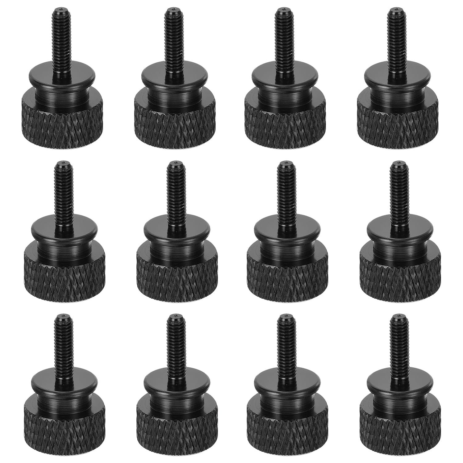 MECCANIXITY 12pcs M3x10mm Knurled Thumb Screw Computer Case Threaded Hand Tighten Screws Aluminum Alloy for PC Case, Black