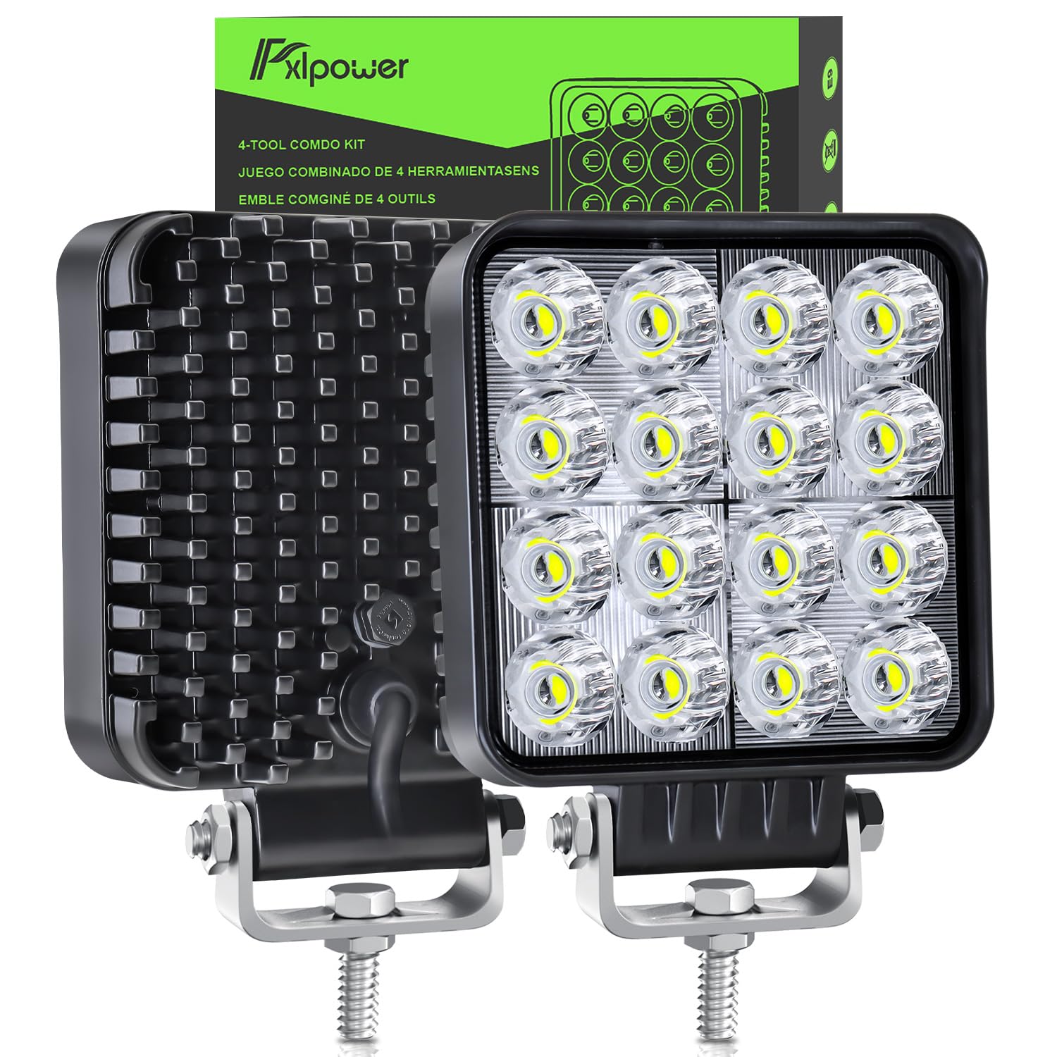 Fxlpower 2 Pièces Phare De Travail LED 48W Orange & Blanc - IP67 Étanche 12-24V Pour SUV, Camions, Tracteurs Et Engins