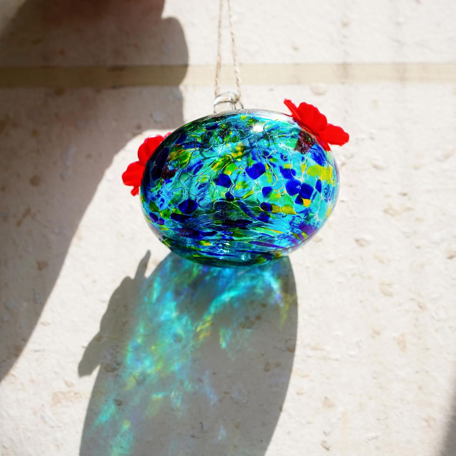 3 Blown Glass Hummingbird Feeders for Outdoors Bundle Small Glass Hummingbird Feeders to Attract Hummingbirds Ant and Bee Resistant Round Feeder Unique Gifts for Woman