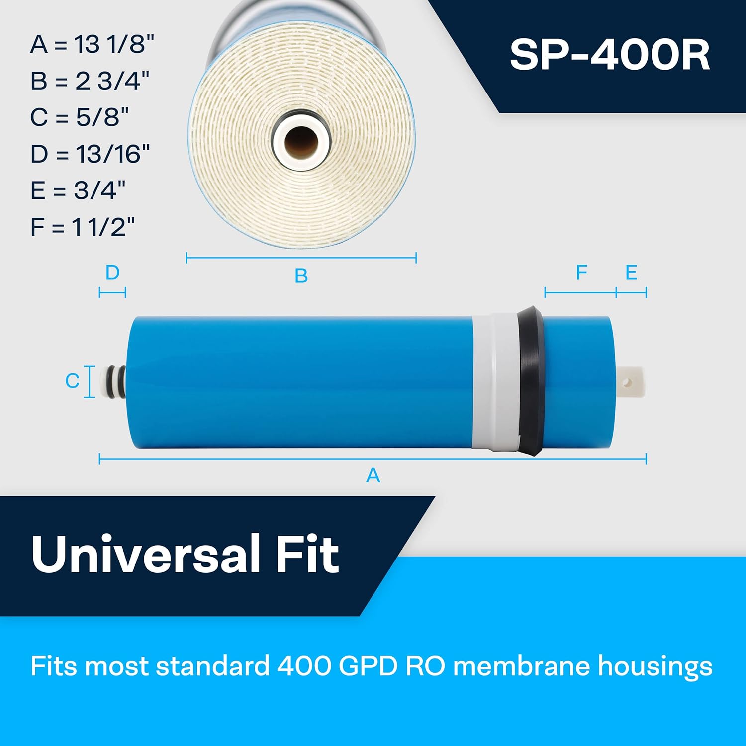 SpiroPure RO Membrane Filter Replacement, 400 GPD Reverse Osmosis Membrane Cartridge SP-RO-400R (1 Pack)