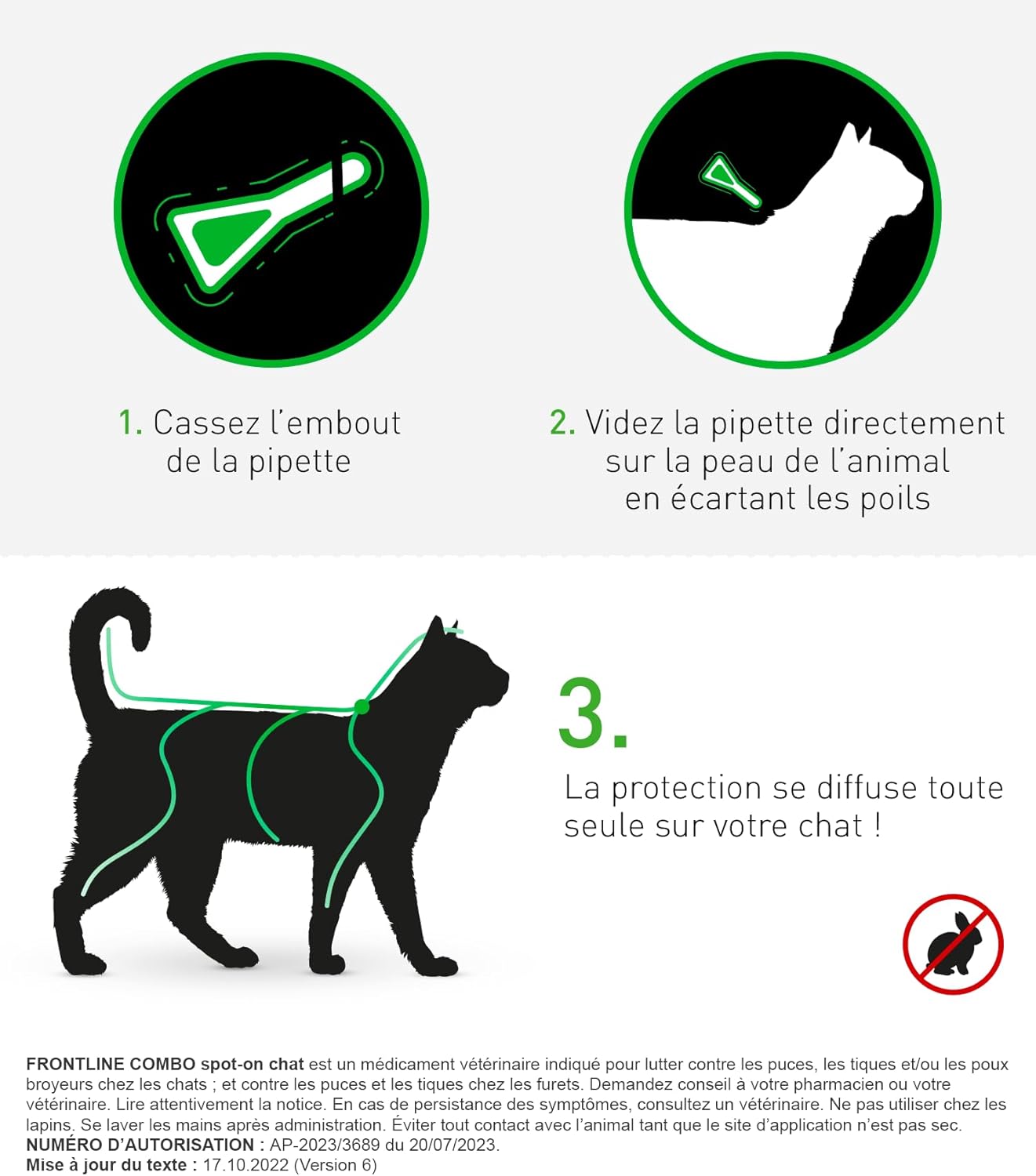 FRONTLINE Combo Spot-on Chat – 3 pipettes antiparasitaires puces et tiques, action animal + maison, protection 4 semaines - Description