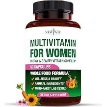 NEW AGE Multivitamin for Women - B-Complex, Whole Foods, Hair Support, Iron - All in1 Womens Multivitamin - Bioavailable & Gentle on Stomach - Made in USA - 60 Count