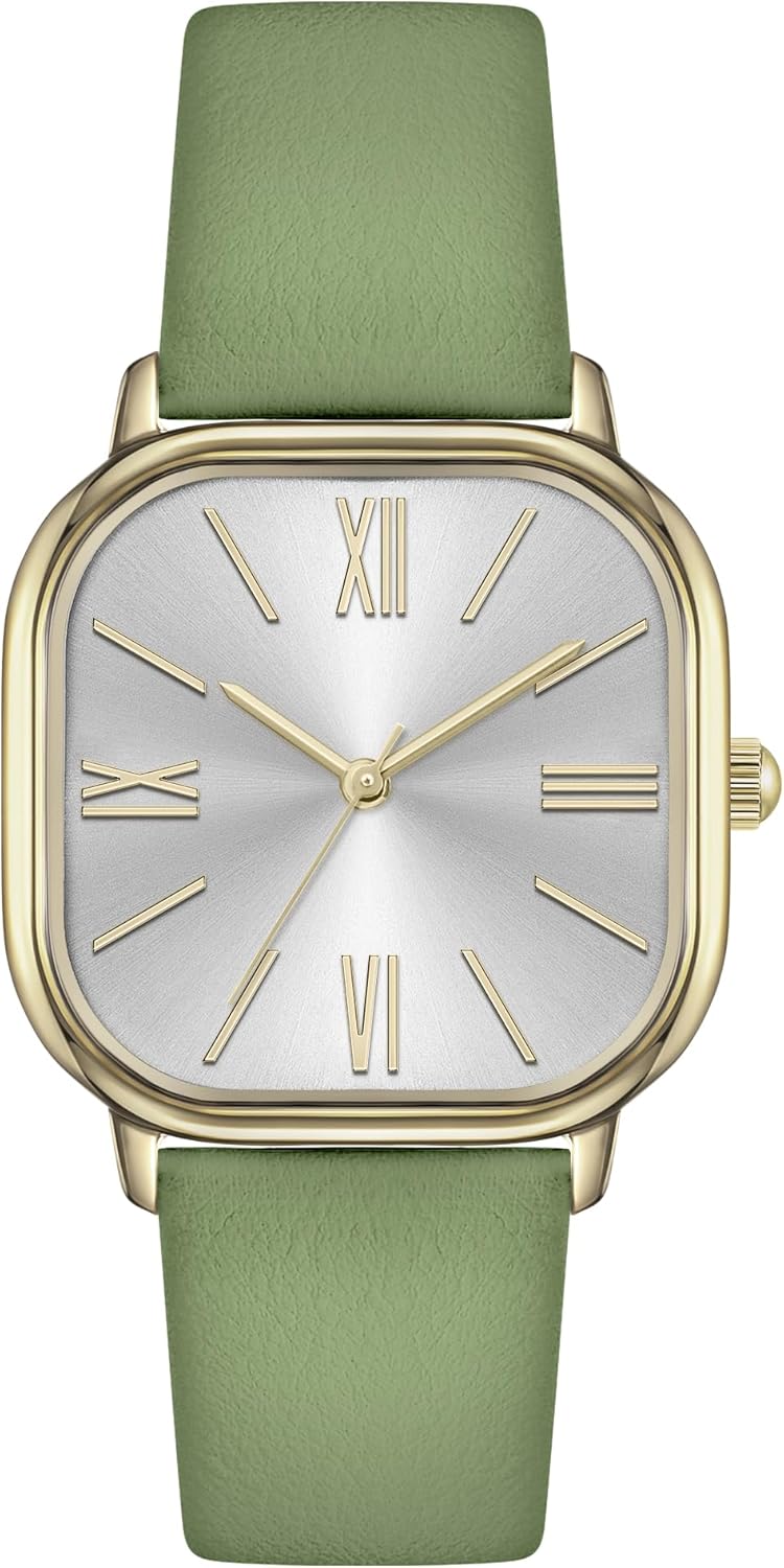 Bisley Women Square Watch Leather Strap Easy to Read Waterproof Watch