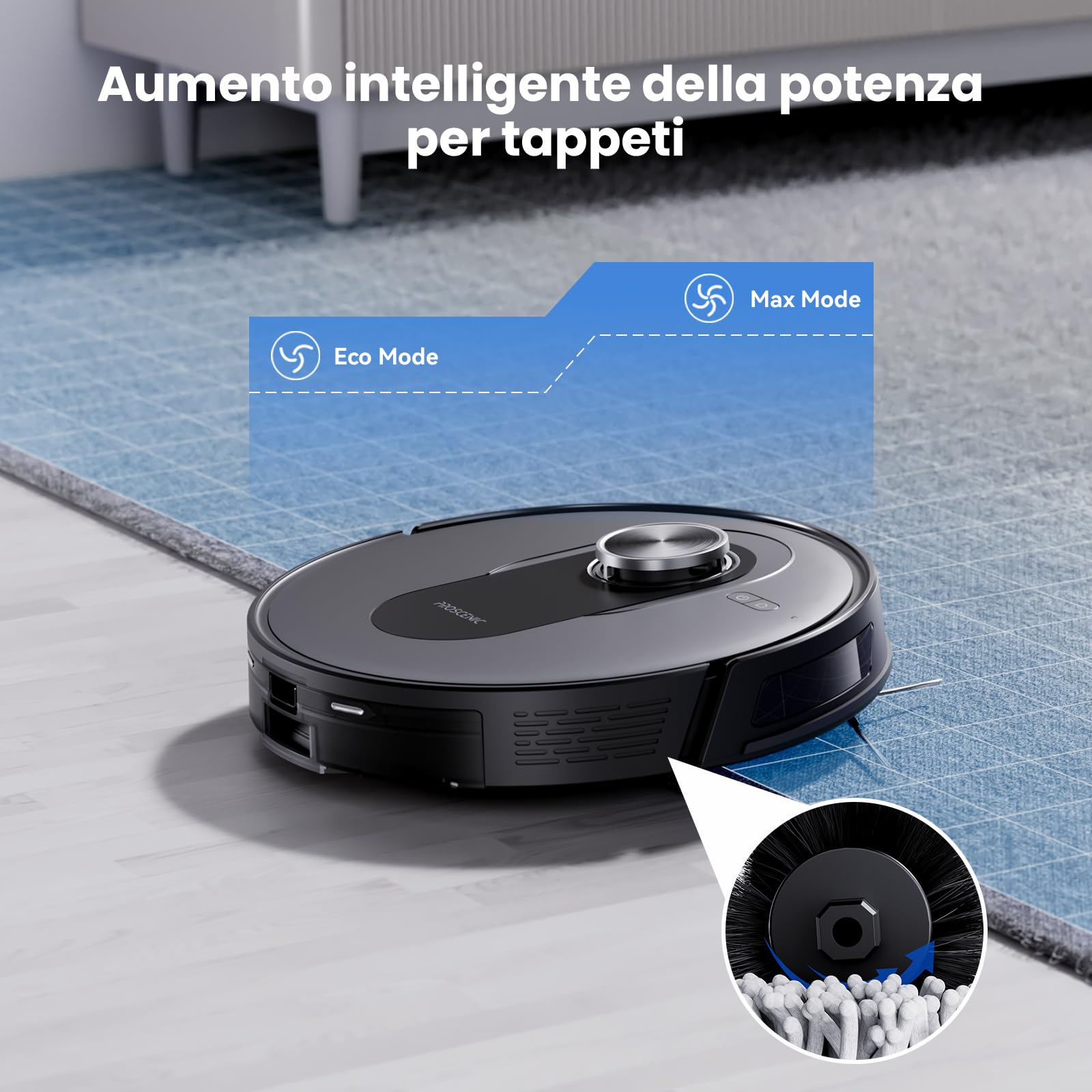 Proscenic Q8 Update Robot Aspirapolvere Lavapavimenti con Mappatura, Robot Pavimenti 6000Pa 200min, LiDAR Intelligente, Controllo APP/Alexa/WiFi/Siri/IFTTT, Ideale per Pulizia Domestica/Peli Animali