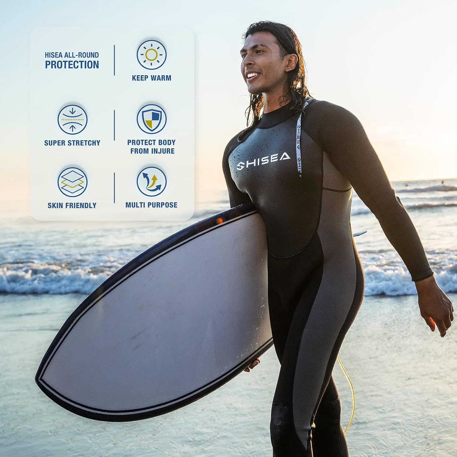 HISEA Wetsuit Men Neoprene Full Scuba Diving Suits Thermal Swimsuit Long Sleeve Back Zip for Water Sports : Sports & Outdoors