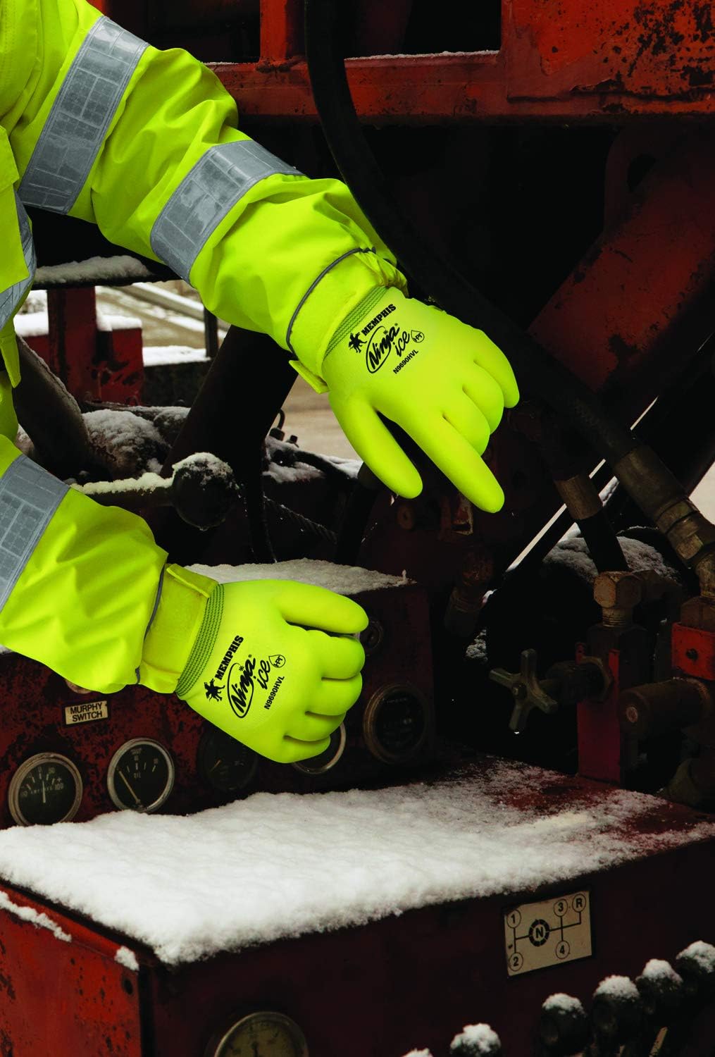 Uр Tо 40% оƒƒ MCR Safety Ninja Ice Hi-Visibility 15 Gauge Nylon Insulated Cold Weather Gloves, Acrylic Terry Inner, 3/4 HPT Coating, Yellow, Medium,1-Pair (N9690HVM)