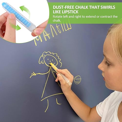 Miniatura 3 de Phinus 18 tizas sin polvo para niños con funda para bolígrafo, color lavable, no tóxica para garabatos, dibujos, escritura