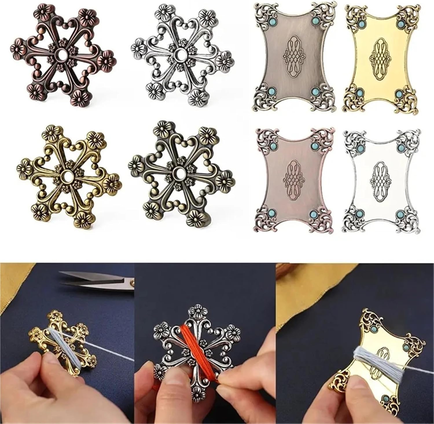 Embroidery Floss Bobbins 3Pcs Vintage Plum Blossom Floss Bobbins Thread Holder Zinc Alloy Winding Board Bobbins Storage Organizer Cross Stitch(Green Ancient-A)