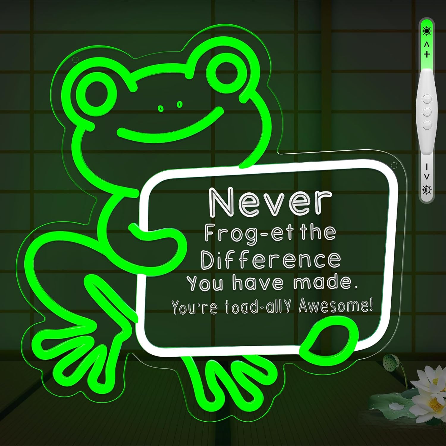 Inspirational Frog Neon Sign for Wall Decor, Positive Emotional Animals Frogs Wall Art Gifts for Him Her Women Men Coworker Employee Retirement (Green Frog)