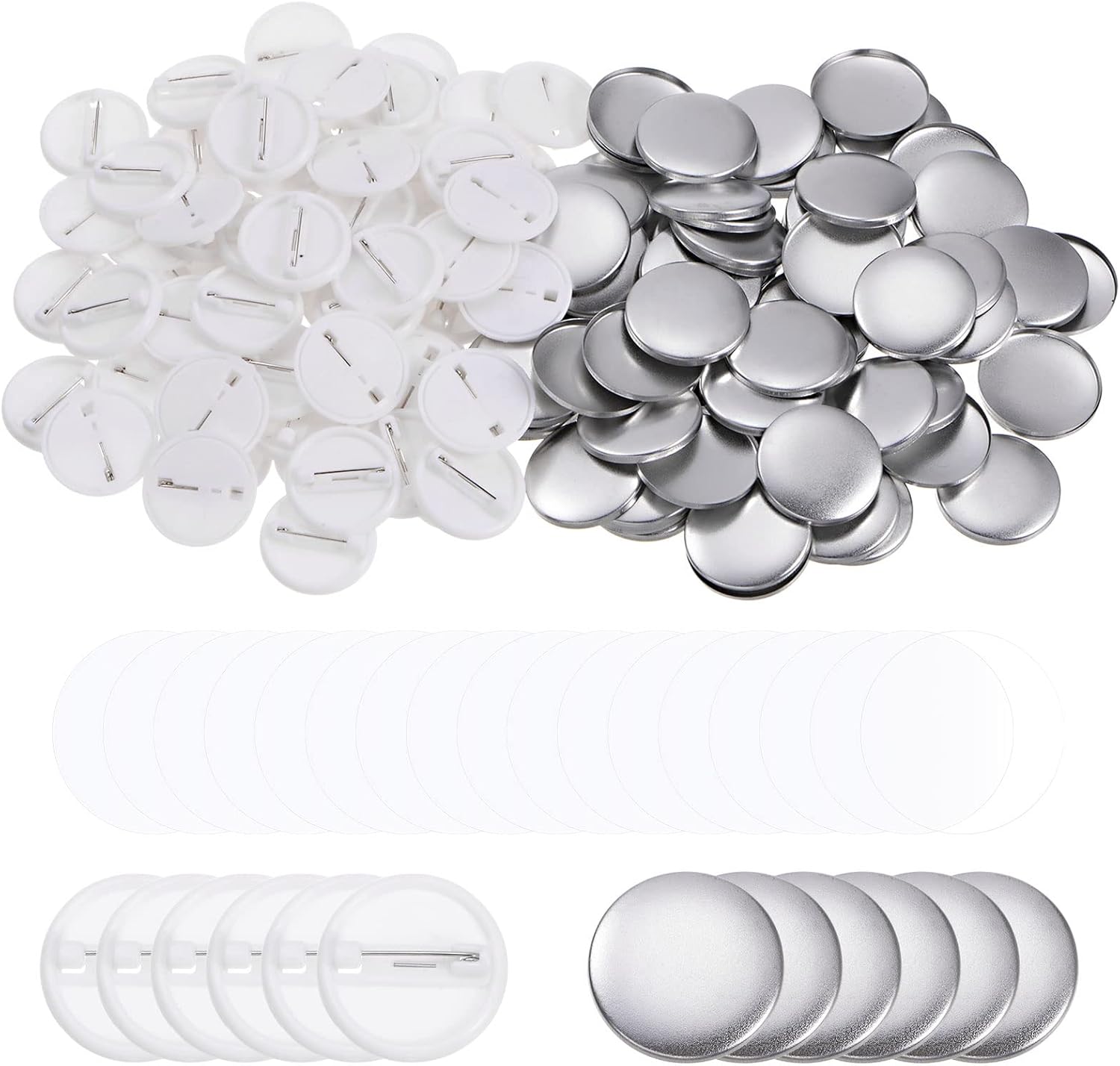 Sourcing Map 500 Set 25mm 0.98 Inch Blank Pin Back Button Parts, Sewing ...