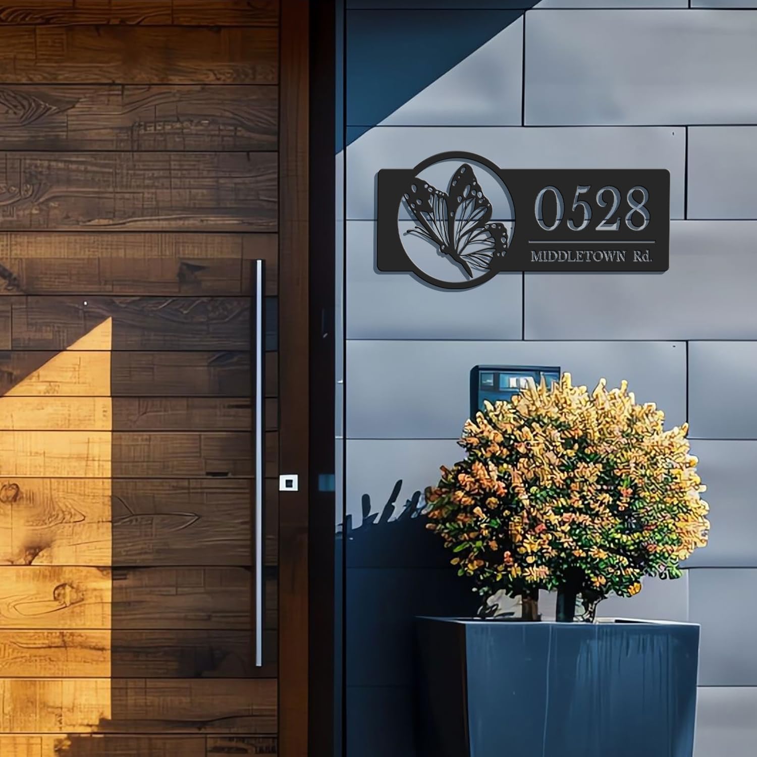 Personalized Butterfly Address Signage, Custom Butterfly Metal House Number Plaque, Home Address Sign,Garden Home Decor, Outdoor Decor,Yard Art Display, Nature Inspired Design (Type-1)