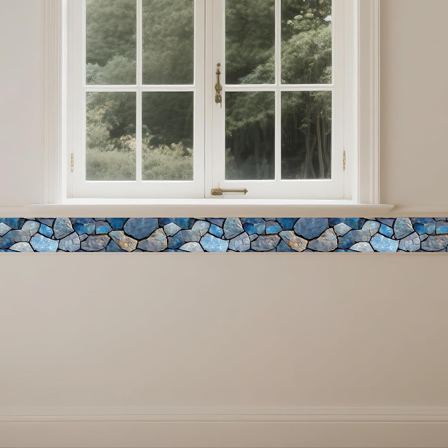 IVN Wallpaper Border Peeling and pasting Wall Stone Texture Decoration Wall Decoration self-Adhesive Border Bedroom Kitchen Mirror Frame Decoration Strip