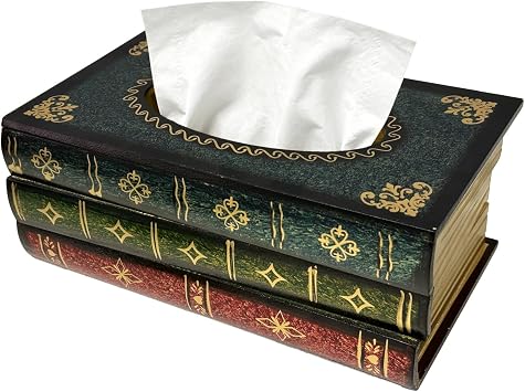Wooden Tissue Box Cover, Rectangle Tissue Box Coverr, Decorative Antique Tissue Box, Ideal for Living Home and Office, 10.6" 4.7" 3.6" Inner Dimensions