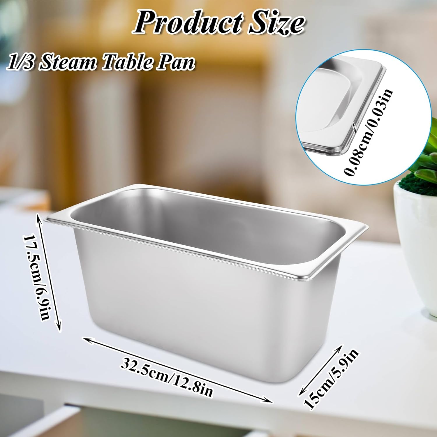 LANIAKEA 2PCS 1/3 Size Steam Table Pan with Lids, 6 Inch Deep Stainless Steel Pan Restaurant Supplies Stainless Steam Table Pans, Hotel Pan Trays for Food, Party, Buffet - Image 2