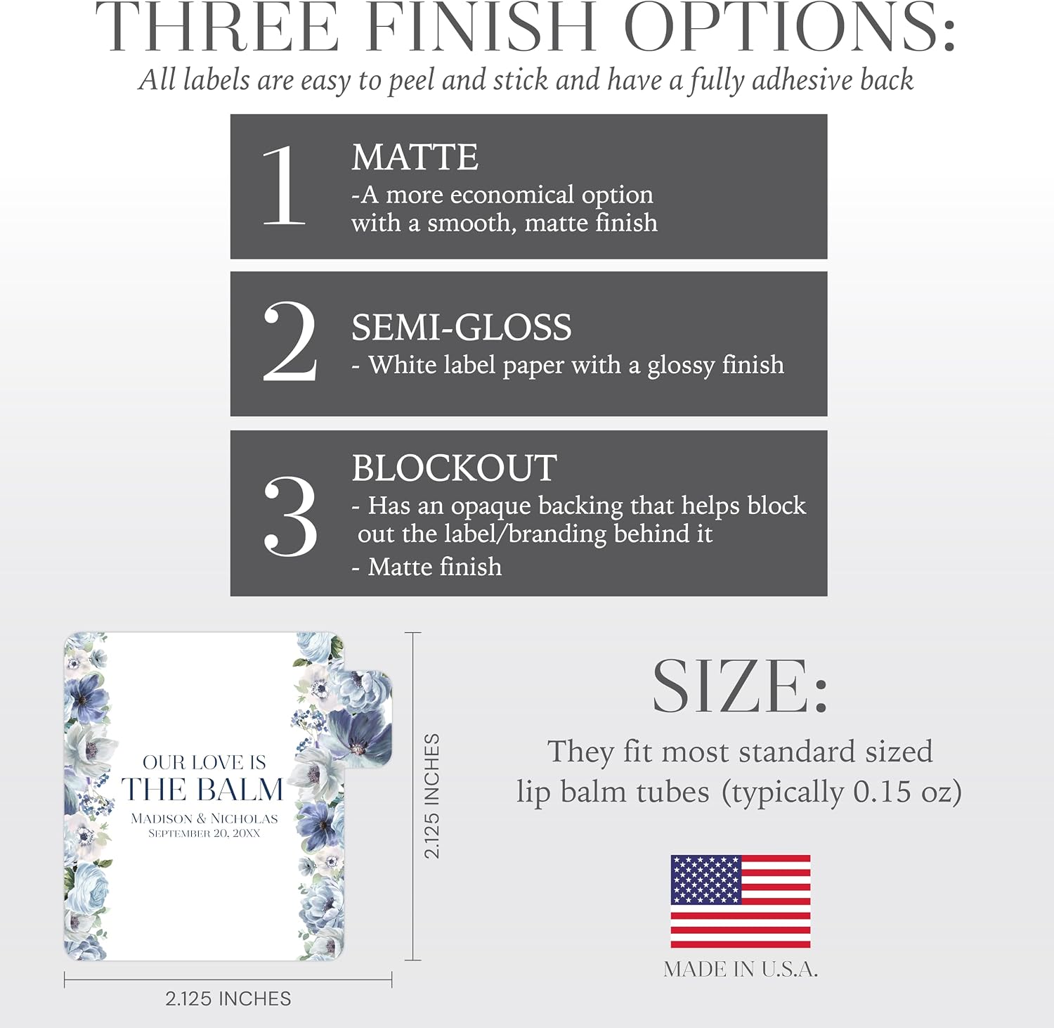 Personalized Lip Balm Labels with Your Choice of 30 Flower Styles - Choose Font and One of Four Pre-made Phrases or Add Custom Text - LABELS ONLY (011 Wildflowers) image 3