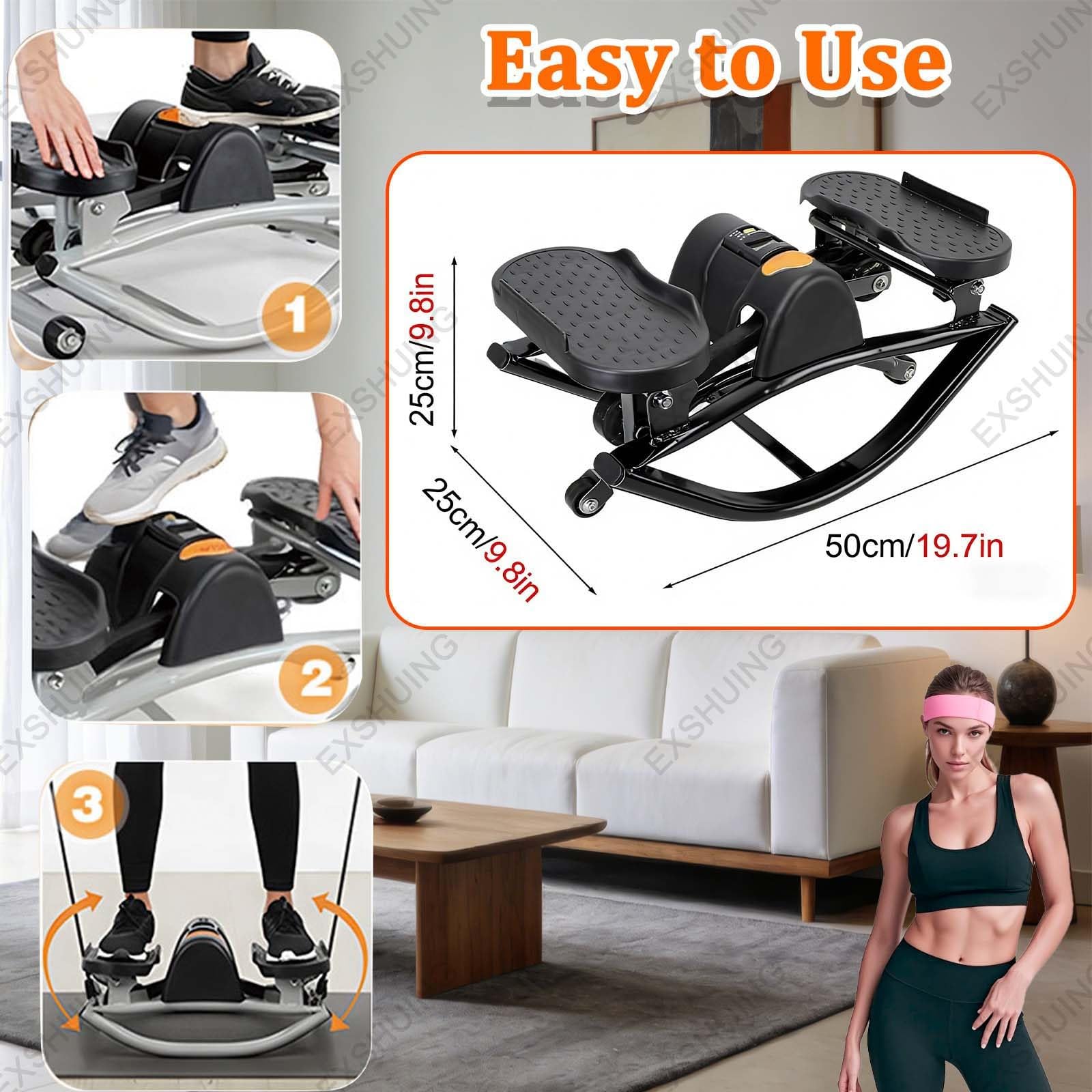 Stepper De Bajo Impacto para El Hogar, Balanceo Lateral Cardio con Movimiento, Pantalla Digital Inteligente Que Registra El Progreso, Peso Máximo 120 Kg (264 LB)