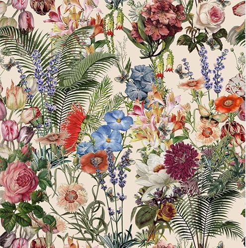 SOEWIOU Floral Peel and Stick Wallpaper, 44.5 * 300CM Thicken Vinyl Wallpaper for Home Deco