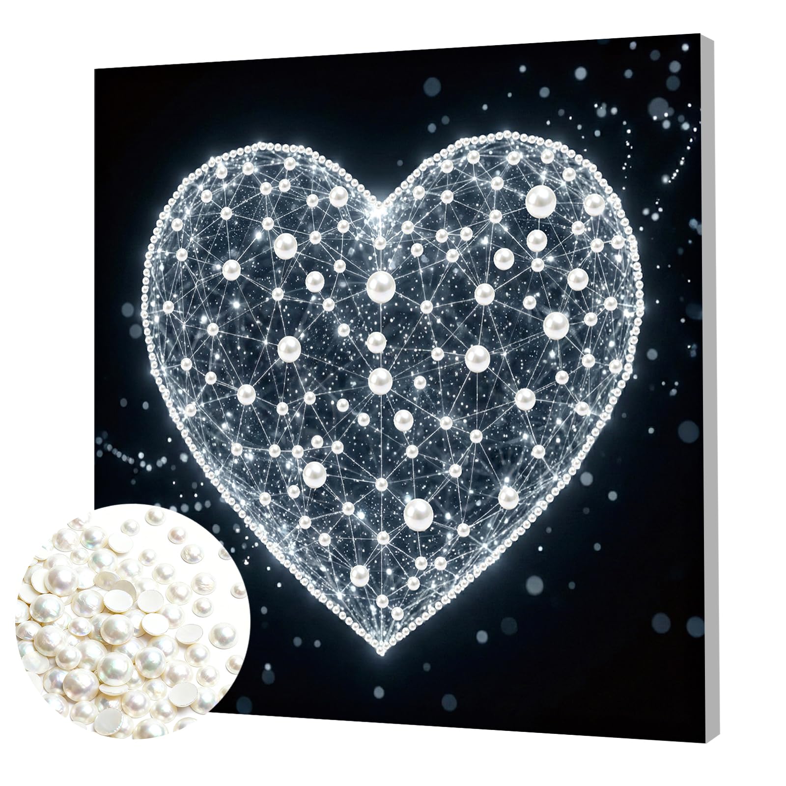 Pearl Painting & Pearl Art Kits for Adults with Frame — Christmas Holiday DIY Pearls Diamond Art Ready-to-Hang, 3D Pearls Dot Art Women Beginners Home Wall Decor Gift 25×25cm(Love)