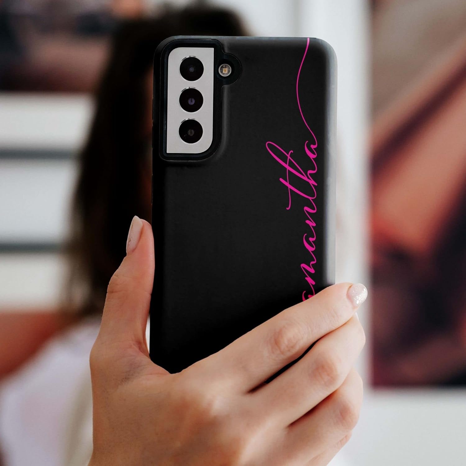 Custom Pink Calligraphy Case, Handwritten Personalized Name Case, Compatible with Samsung Galaxy S26 Ultra, S25 Plus, S24, S23, S22, S21, S20