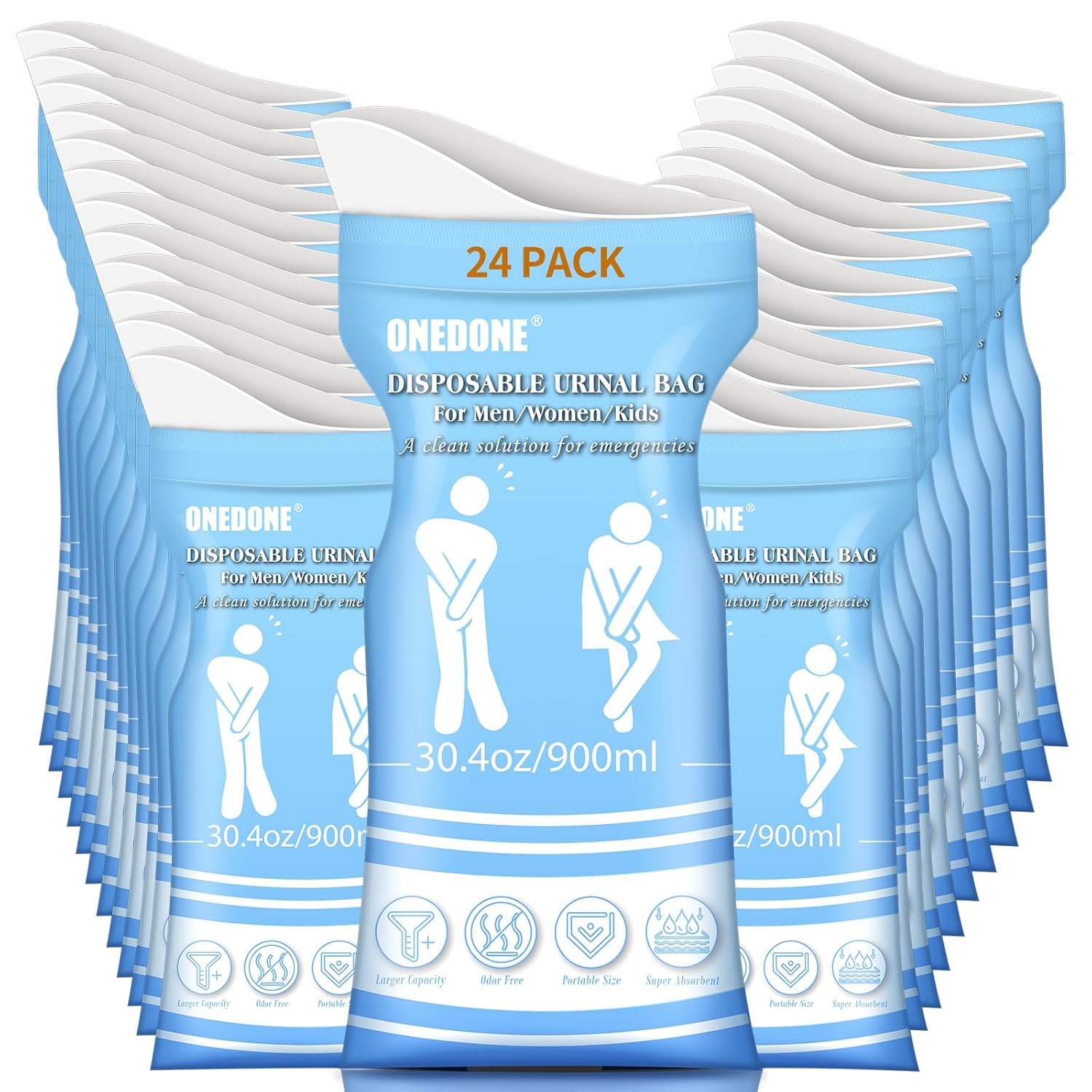 Portable Urinal for Kids with Brush & Disposable Urinal Bags 24 Pack Pee Bags