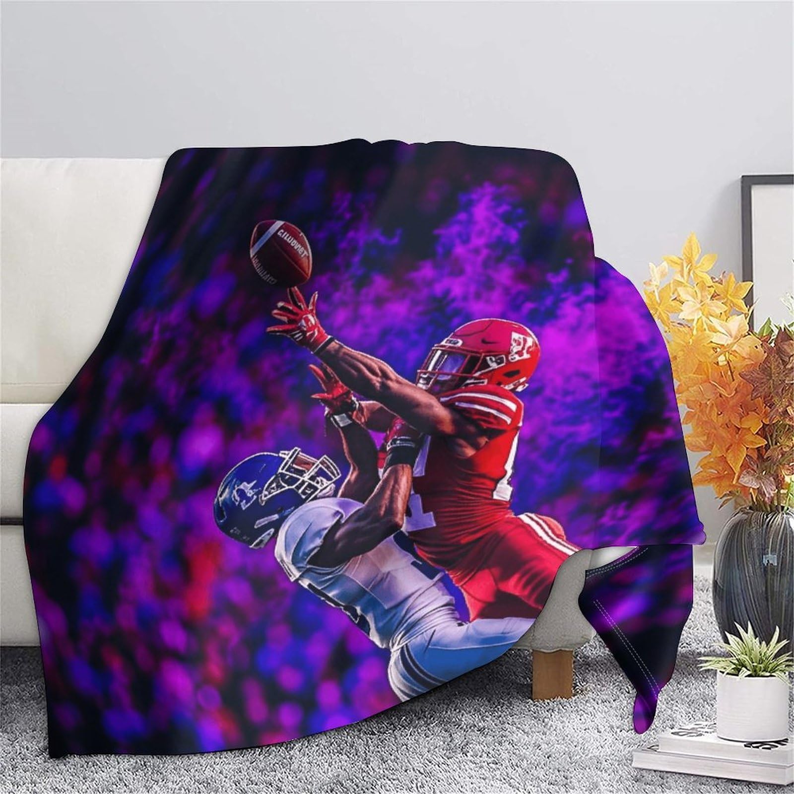 Koc polarowy do futbolu amerykańskiego, 70 x 80 cali (180 x 200 cm), Thenfl Football Flanelowy koc polarowy, polarowy, łóżko dla 1/2 osób - sofa