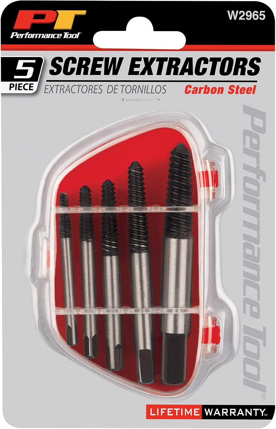 Performance Tool W2965 Screw Extractor Set, Removes damaged screws, broken studs, set screws and pipe fittings