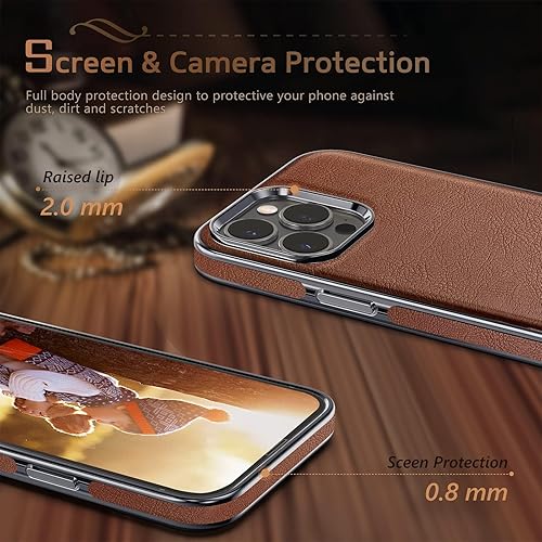 Miniatura 6 de LOHASIC Compatible con Magsafe para iPhone 15 Pro Max, funda de cuero de lujo clásica a prueba de golpes, funda magnética diseñada para iPhone 15