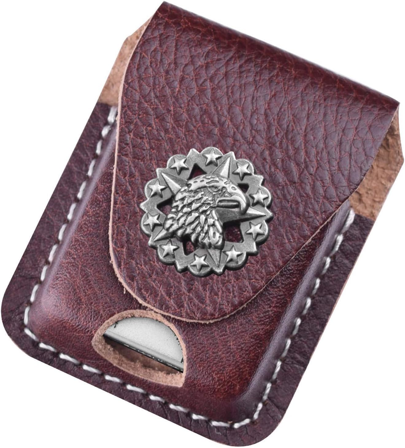 Handmade Fliptop Leather Lighter Pouch Holder Case with Pocket Belt Loop