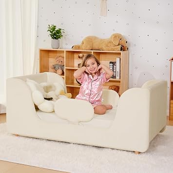 70x140cm Toddler Bed, Floor Bed for Kids Frame (White)