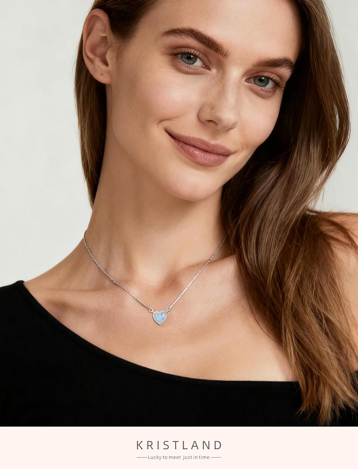 Dainty 18k Gold Plated Heart Opal Necklace for Women Chain Adjustable Long - Image 3