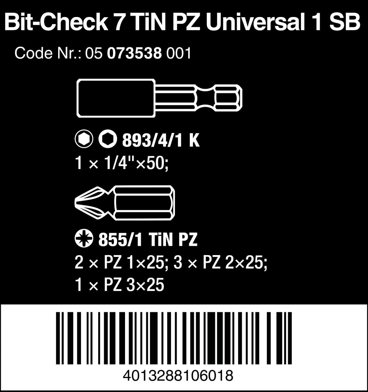 Wera 05073538001 Screwdriver Nut Driver Bits - - 