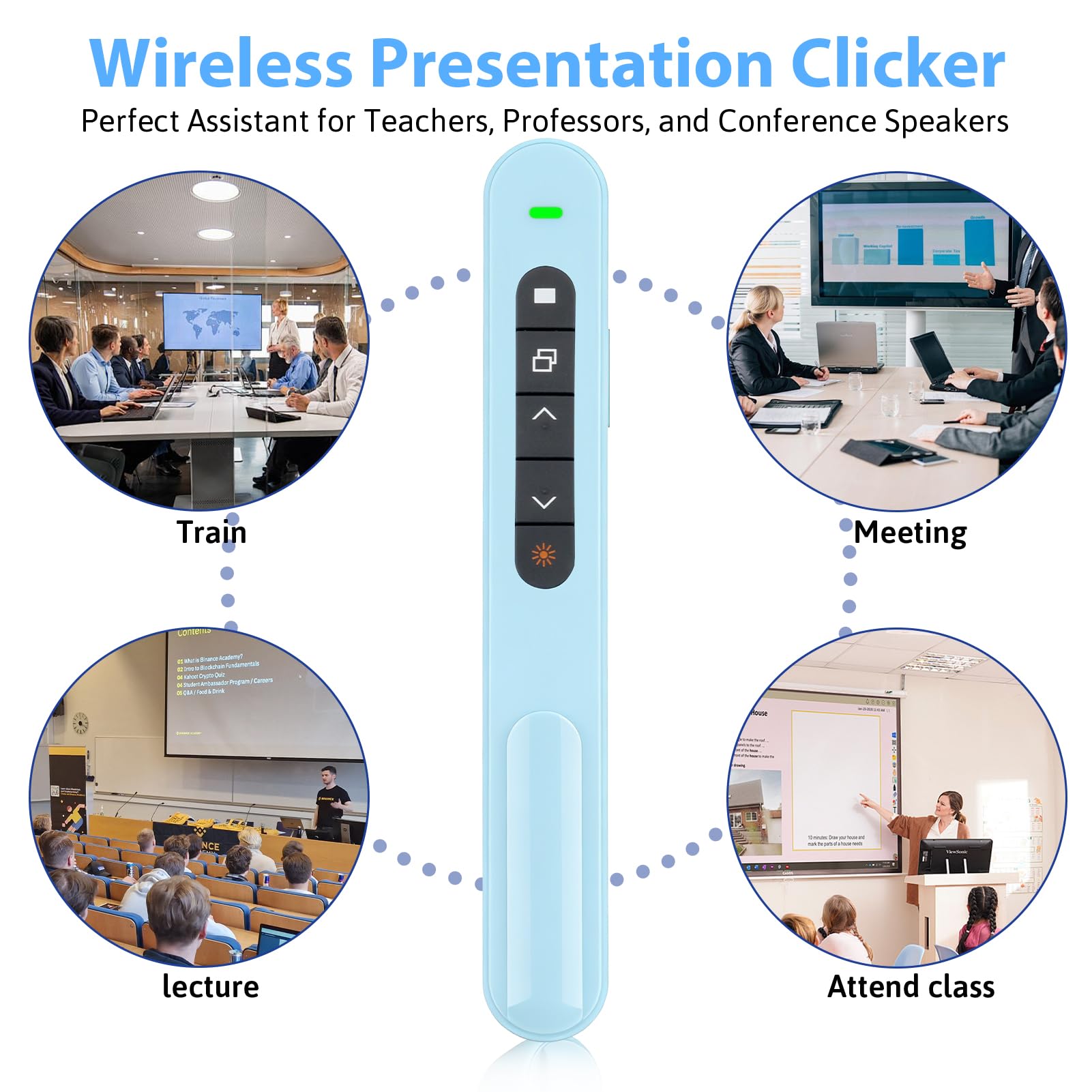 Télécommande Présentation sans Fil 2.4 GHz 100M Pointeur Bluetooth pour PowerPoint PC